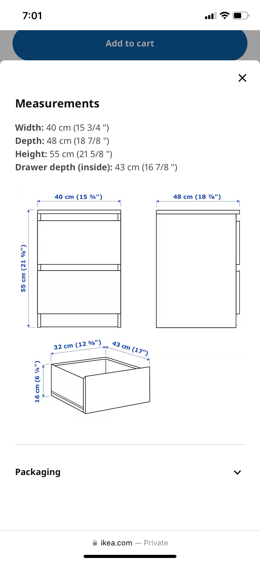 IKEA Malm 2 drawer chest - Like New at half price - photo 5
