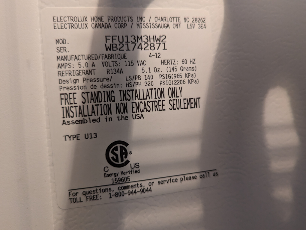 Frigidaire STANDING FREEZER 13 cubic feet - photo 3
