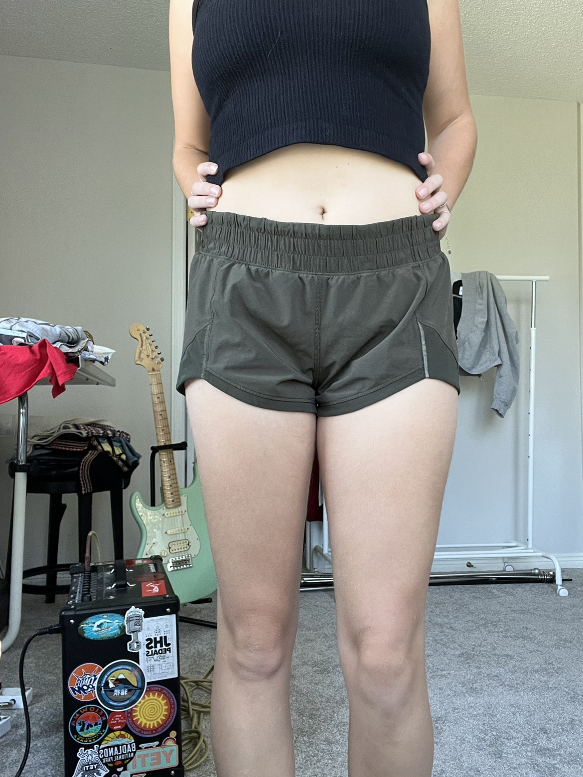 Lululemon green super short low rise, lined shorts - photo 2