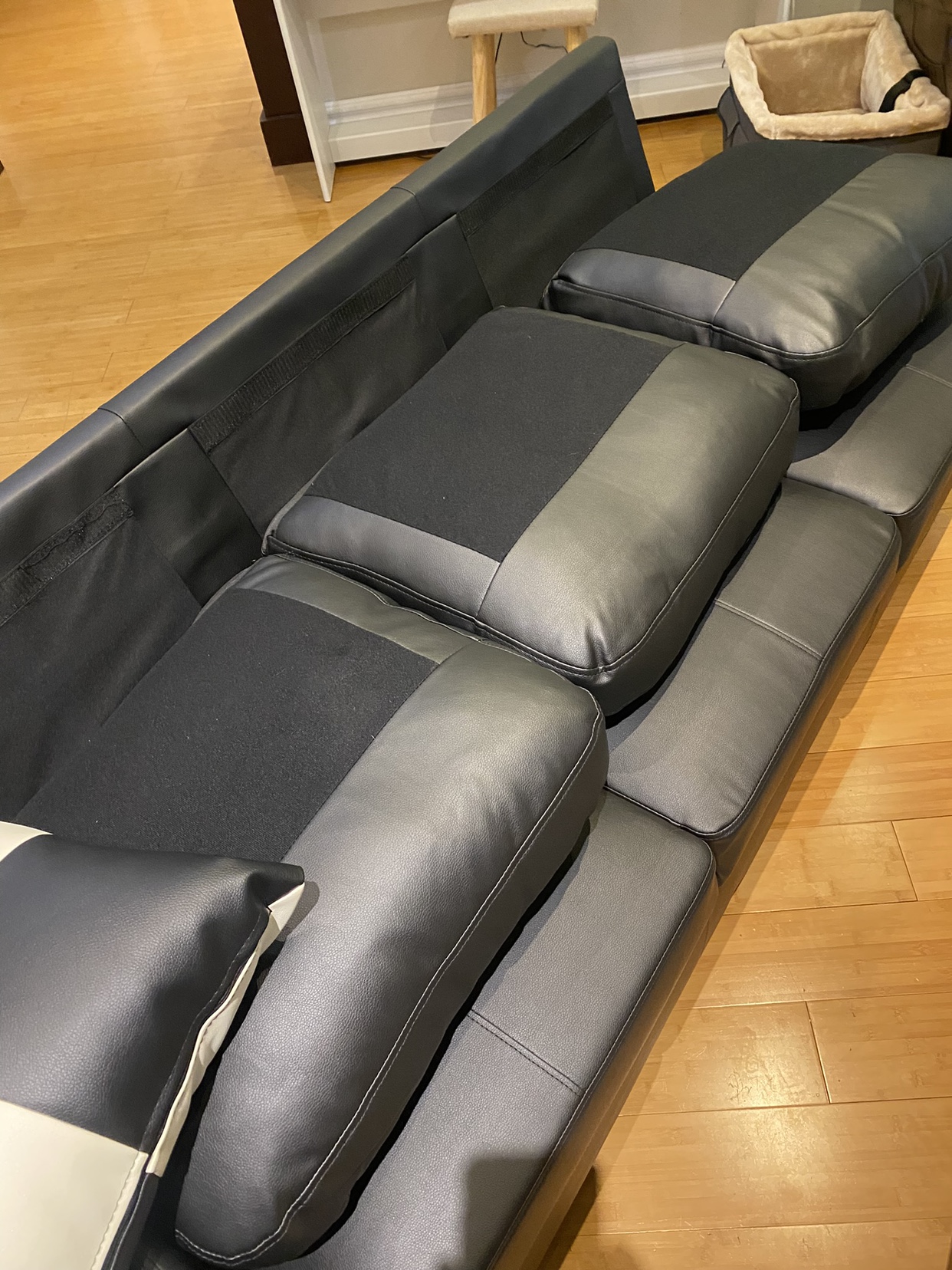 Ahsanul Black Faux Leather sofa image indicator(5)