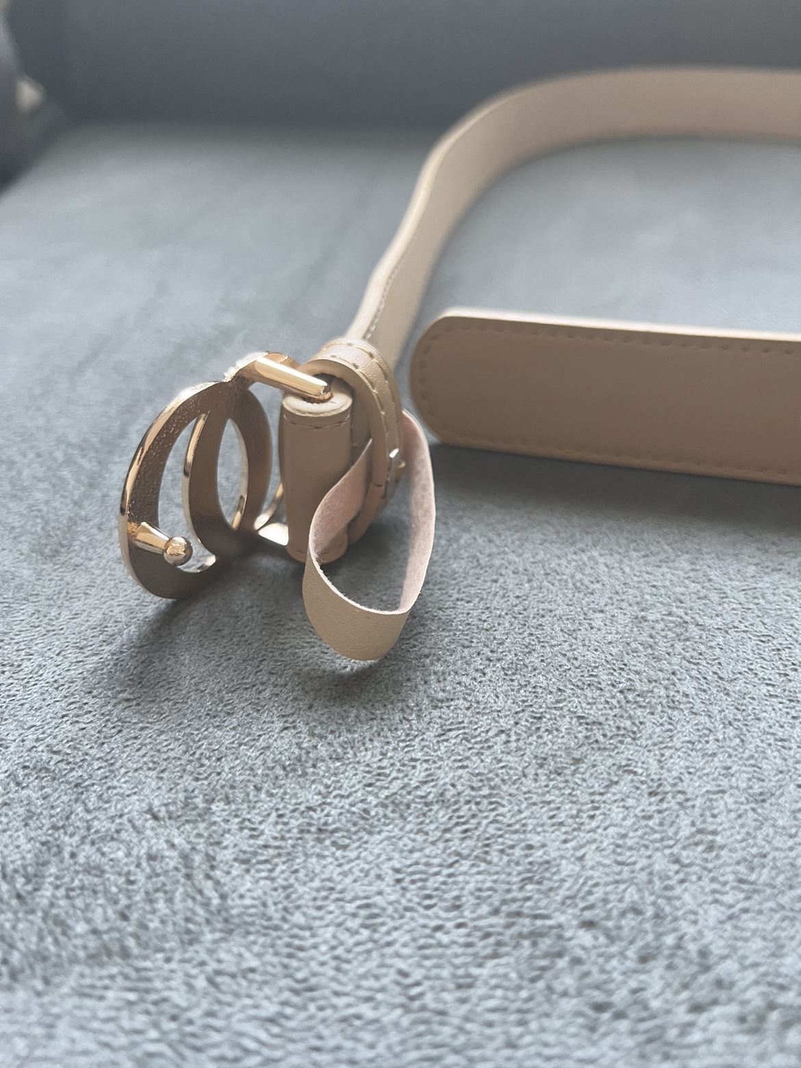 Cute Beige/Tan Belt with Gold Buckle image indicator(2)