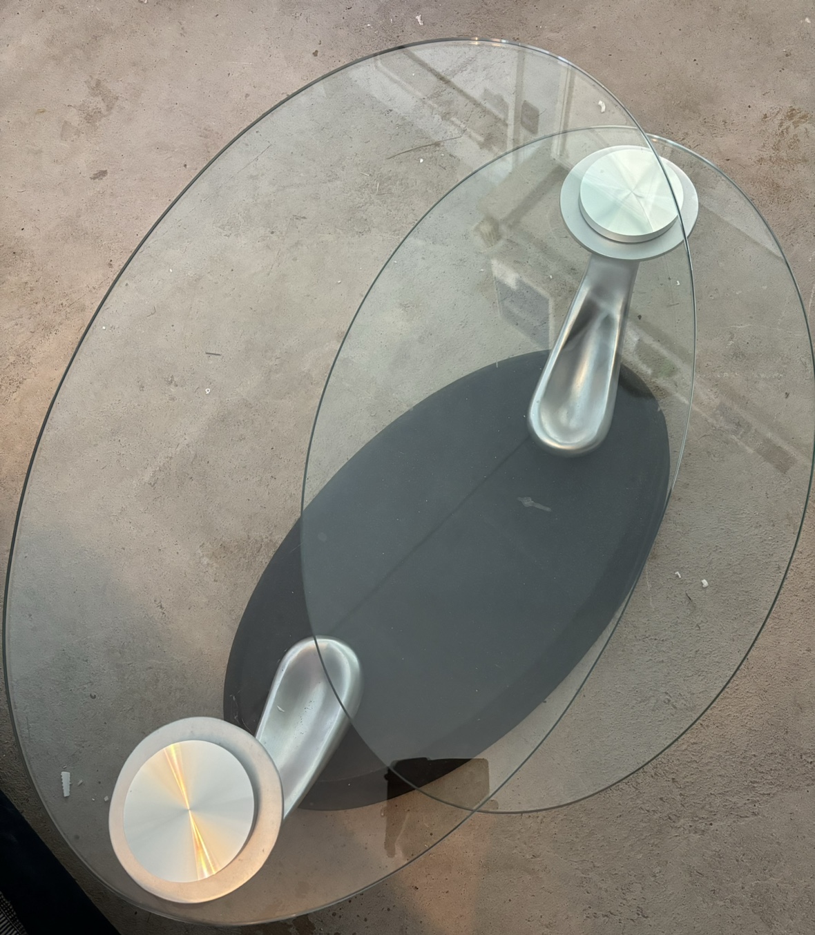 Oval Shape Swivel Glass Coffee Table for sale