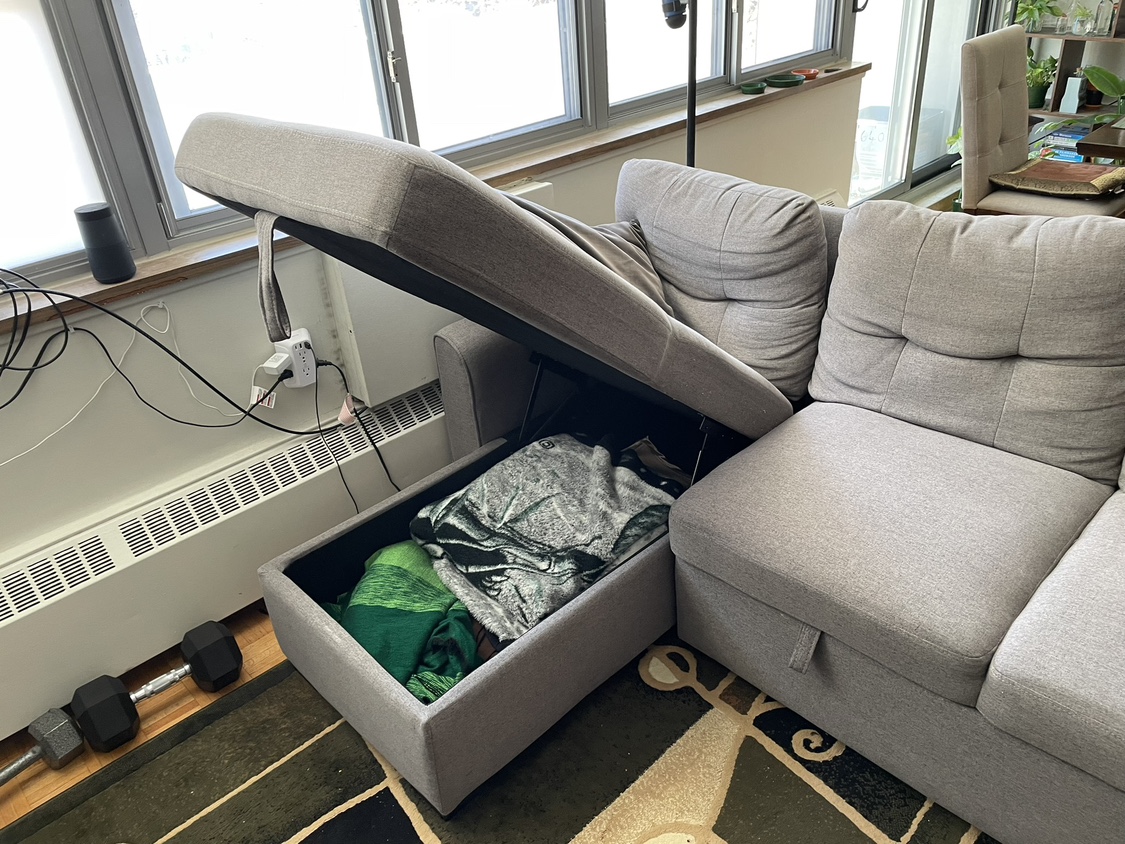 Chaise pullout couch with storage section - photo 2