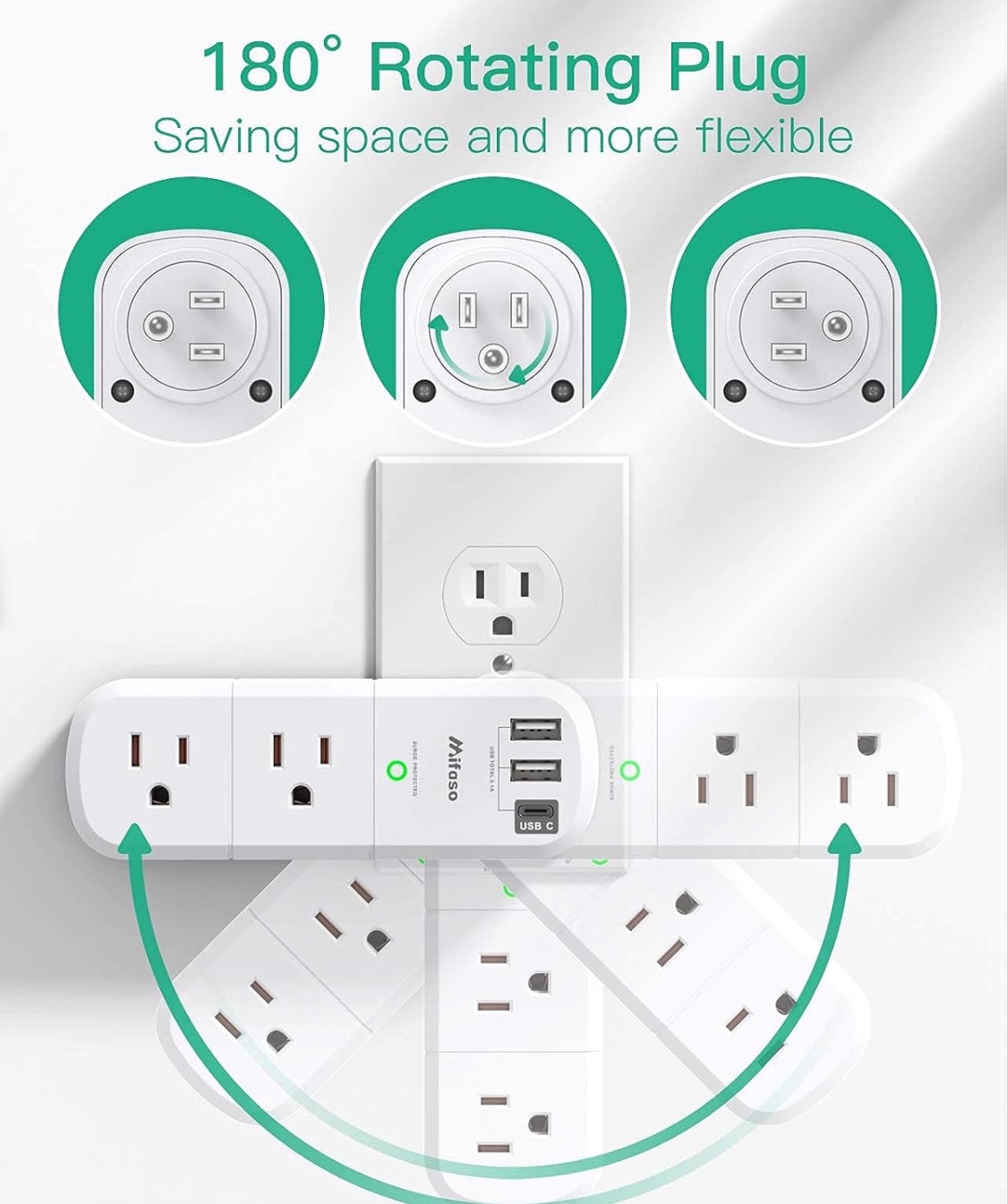 USB Outlet Extender Surge Protector - photo 3