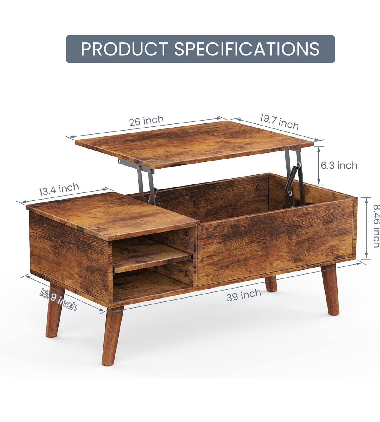 Naspaluro Wood Lift Top Coffee Table - photo 3