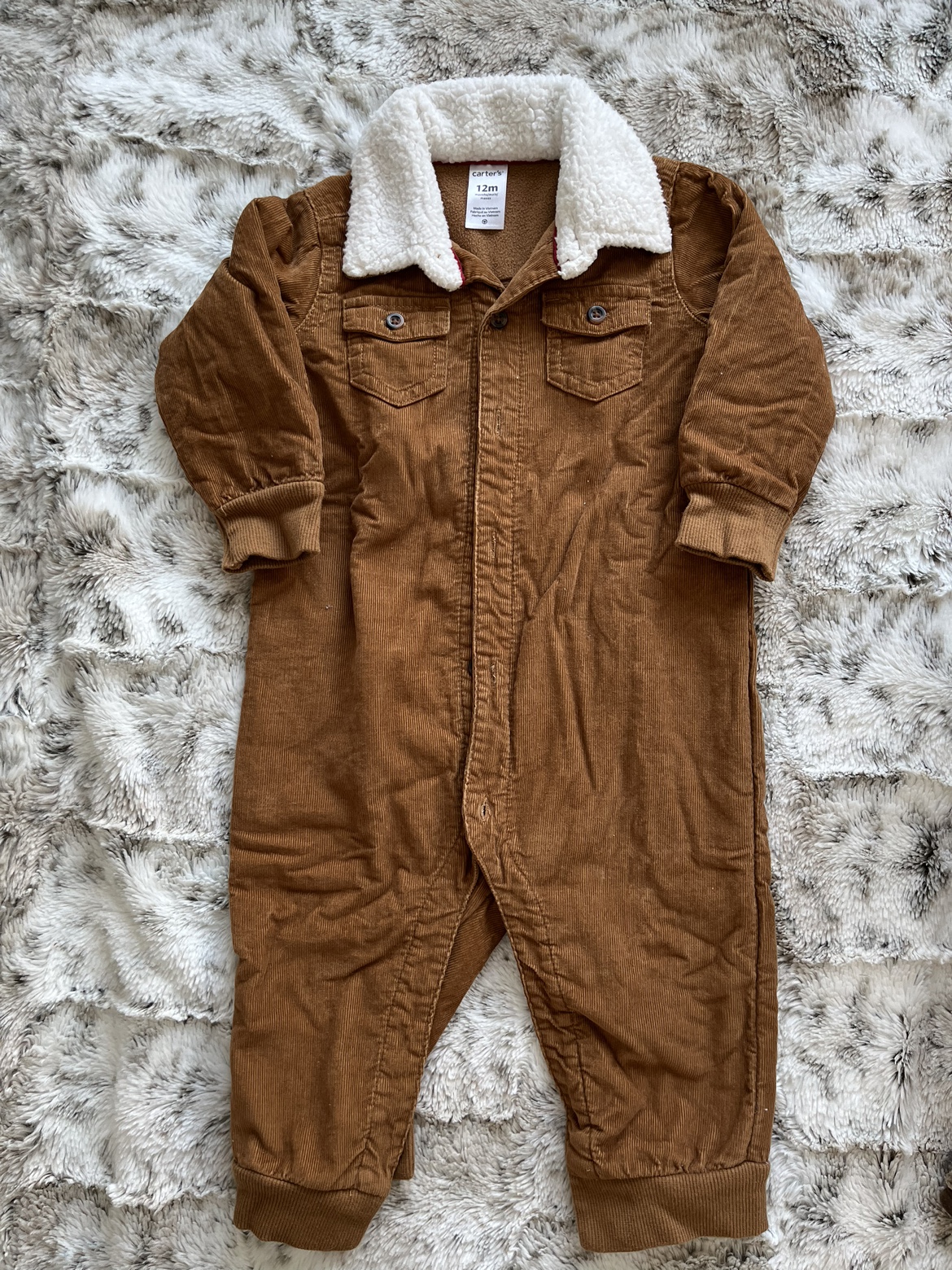 Brown Baby Corduroy Jumpsuit