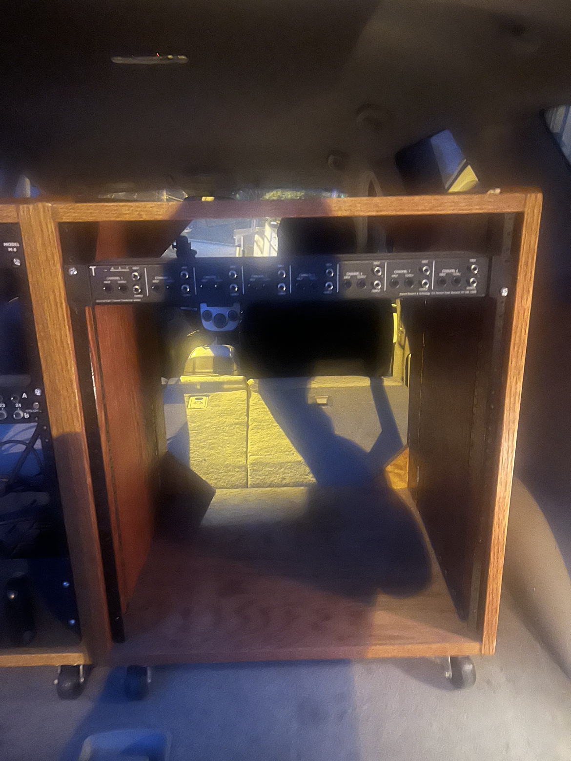 Rolling rack for under table studio gear