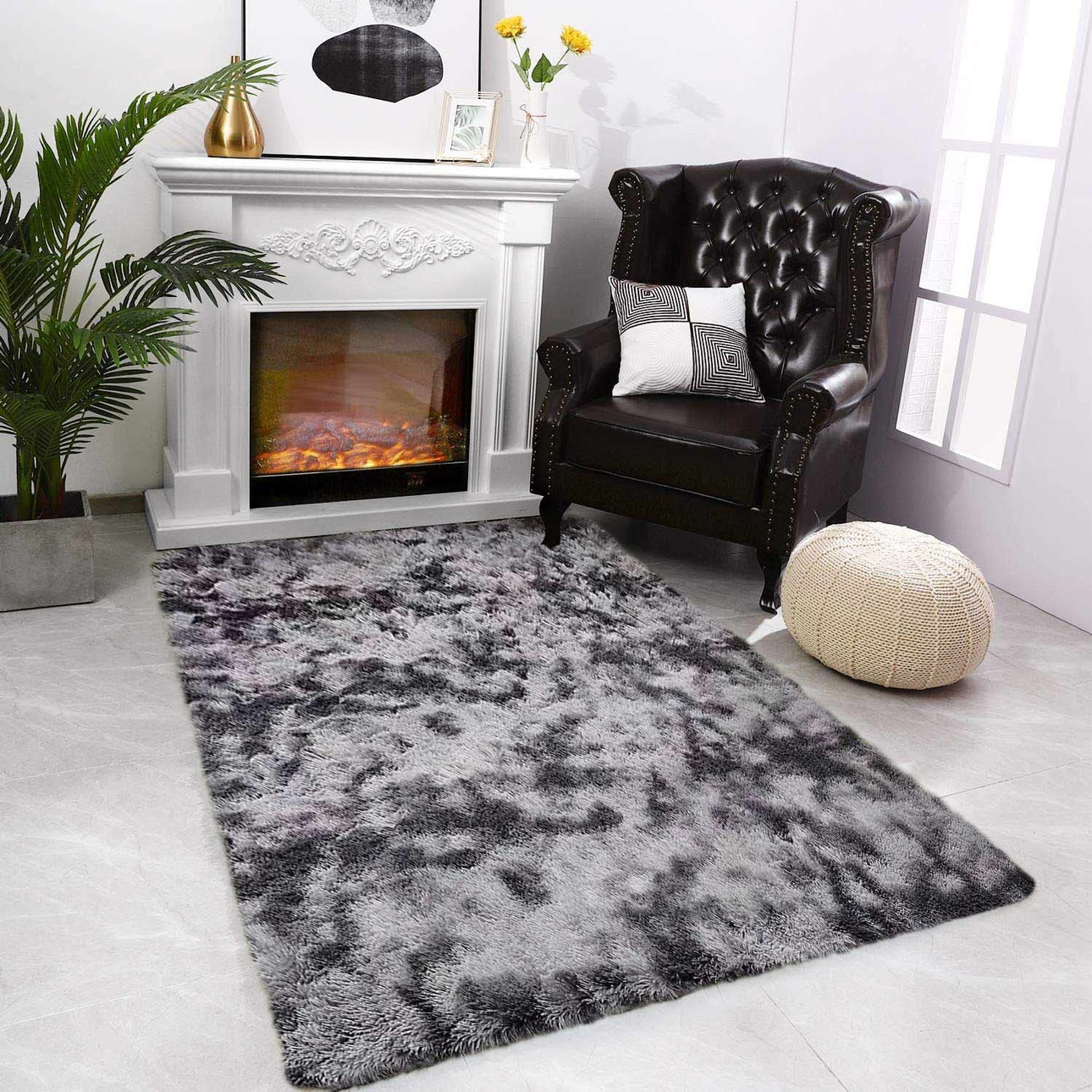 Area rug Grey Fluffy and Soft 4 feet by 6 feet washable - photo 4
