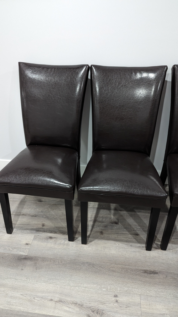 Set of 5 brown leather chairs - photo 3