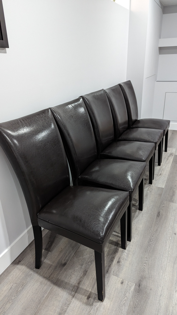 Set of 5 brown leather chairs - photo 5