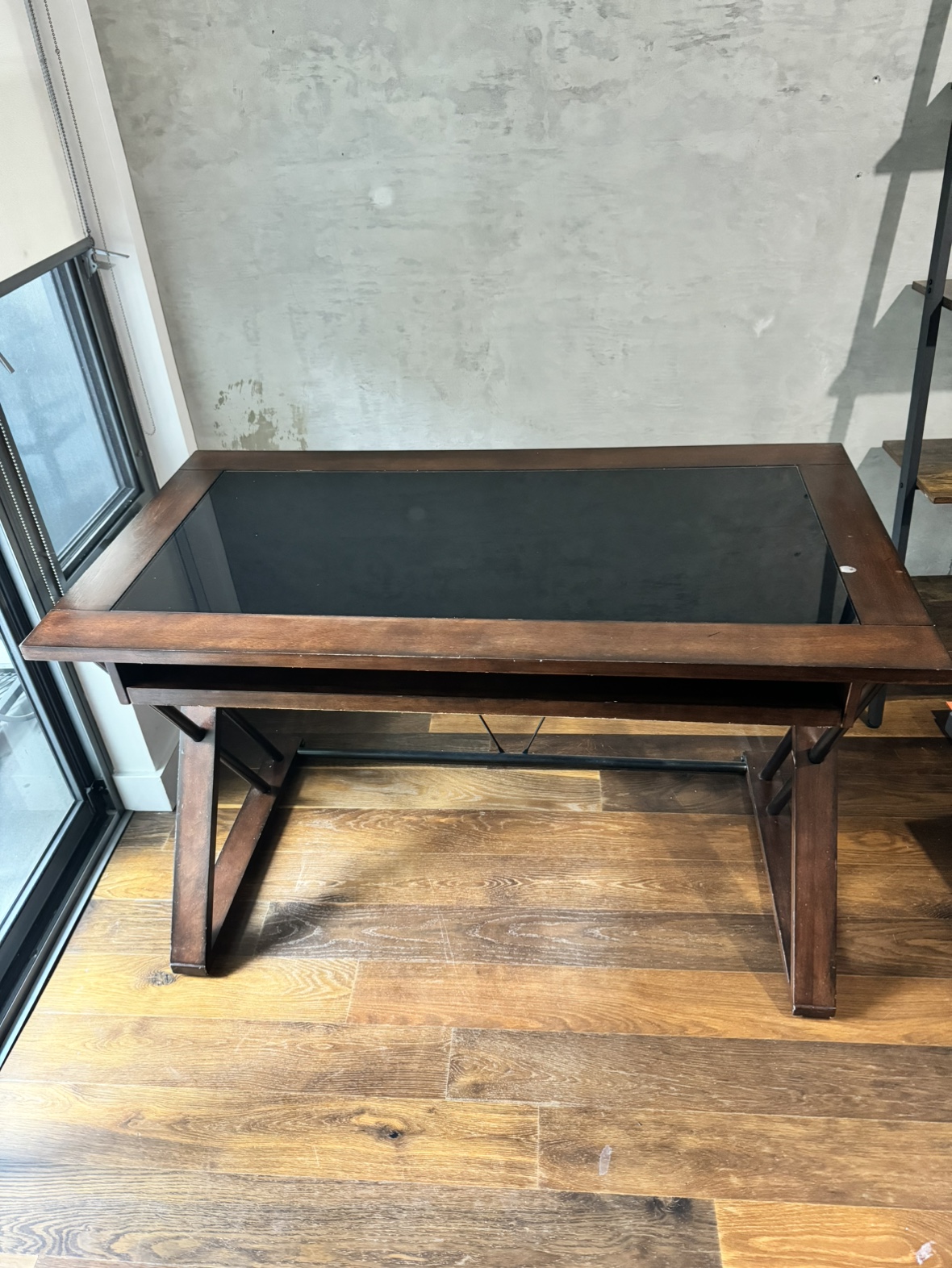 Wood desk - glass counter, with drawer - photo 4
