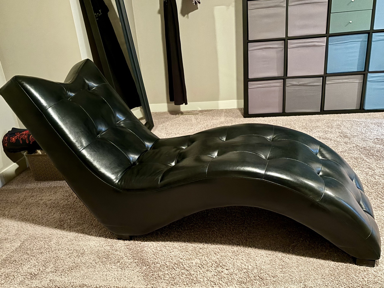 Chaise lounge in black leather - photo 2
