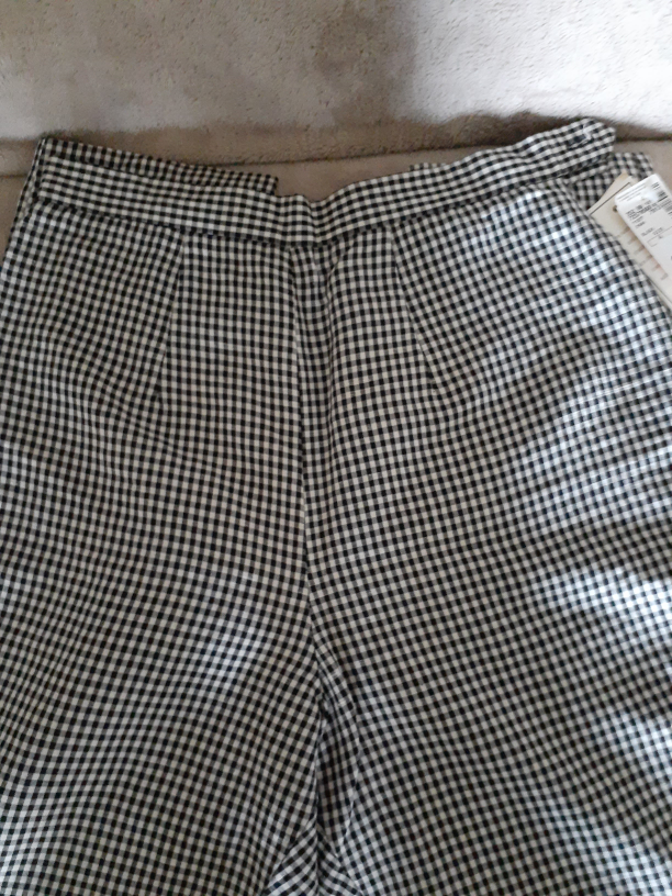 NEW Black and White Checked Linen Pants image indicator(3)