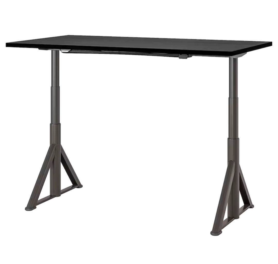IDÅSEN Desk sit/stand, black/dark gray