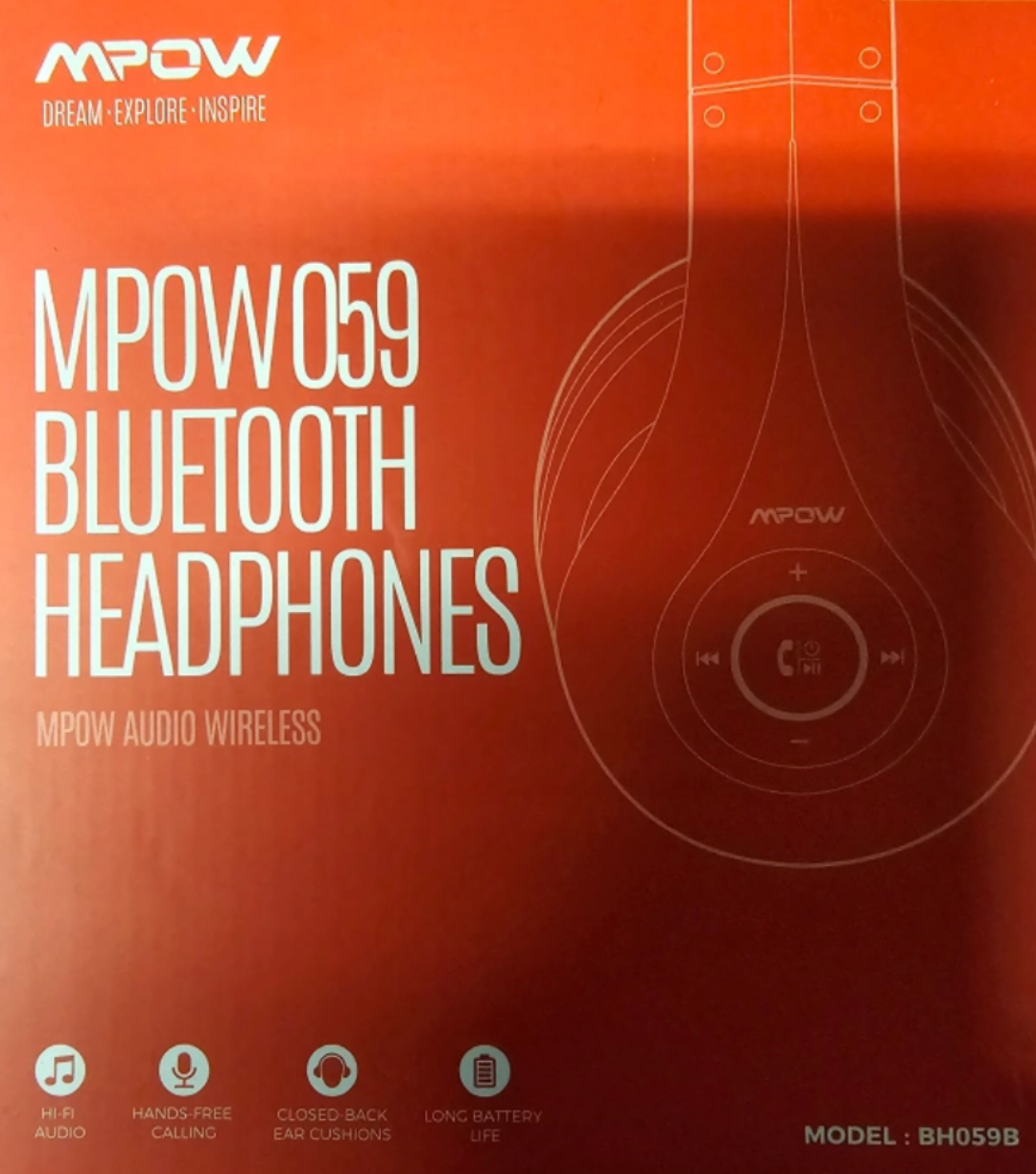 Mpow BH059A Bluetooth Over Ear Headphones - Black/Red image indicator(4)