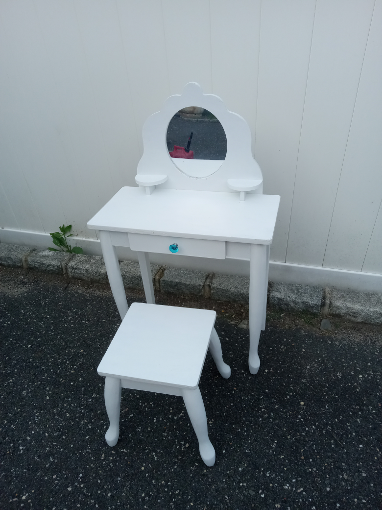 small white makeup table