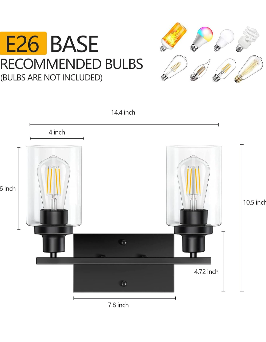 Bathroom Vanity Light Fixture with Clear Shades⚽ - photo 2