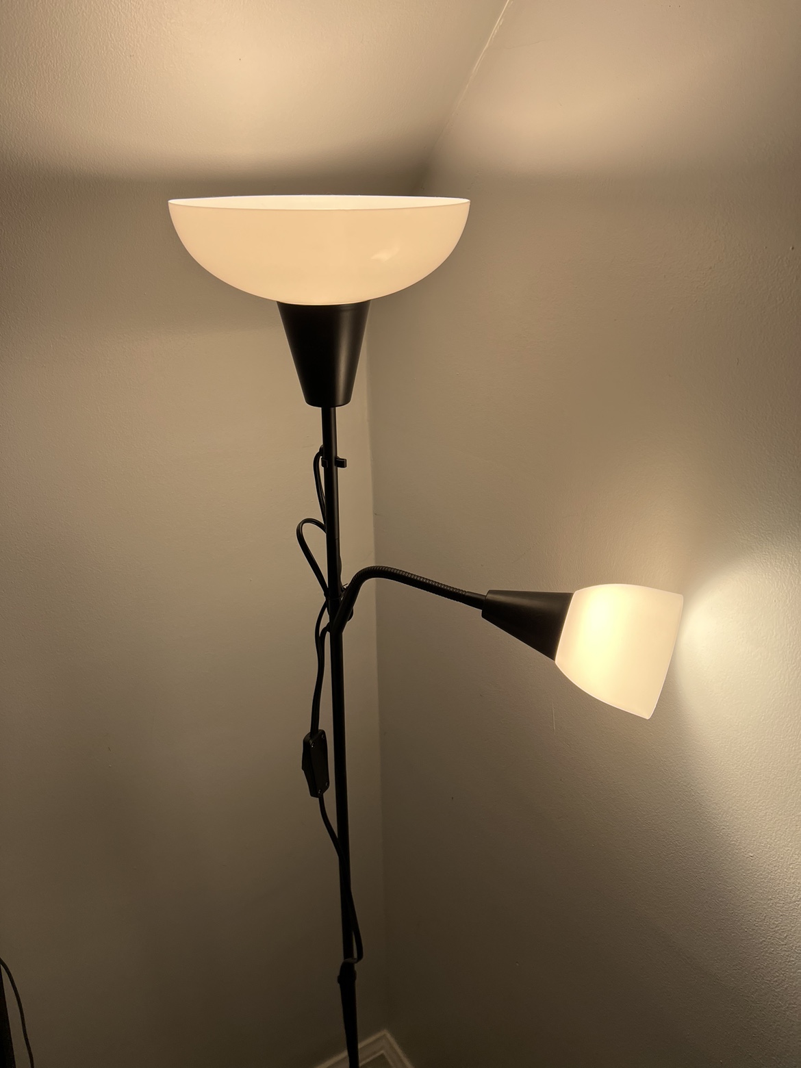 Ikea-Floor uplighter/reading lamp, black/white