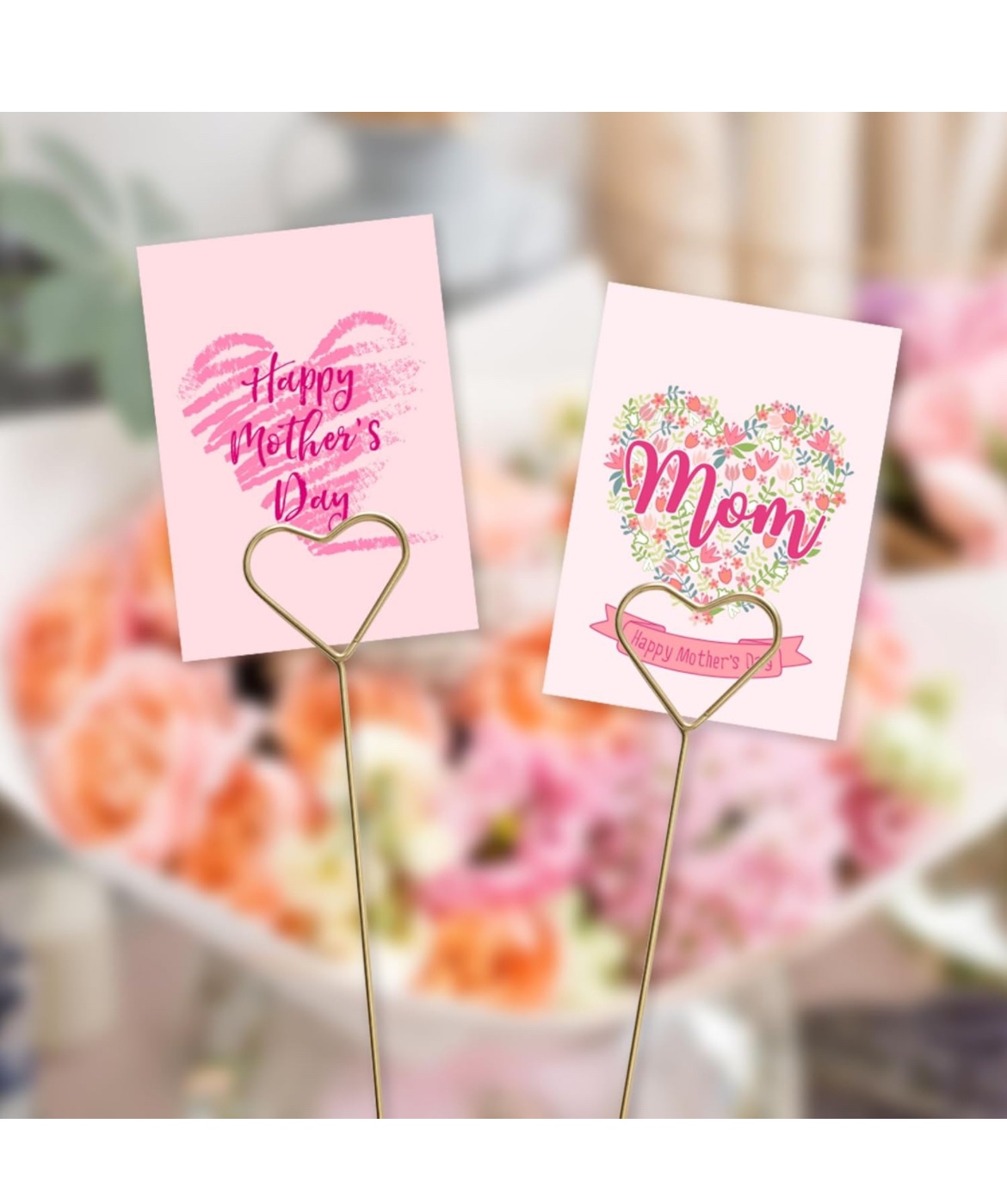 New 30Pcs Heart Floral Place Card Holders, Metal Wire Floral Pic image indicator(4)