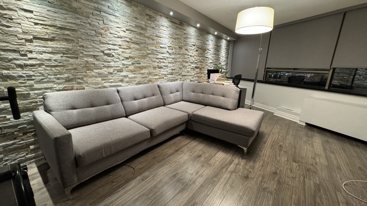 Grey 4-Piece Sectional Couch, Pull Out Couch thumbnail