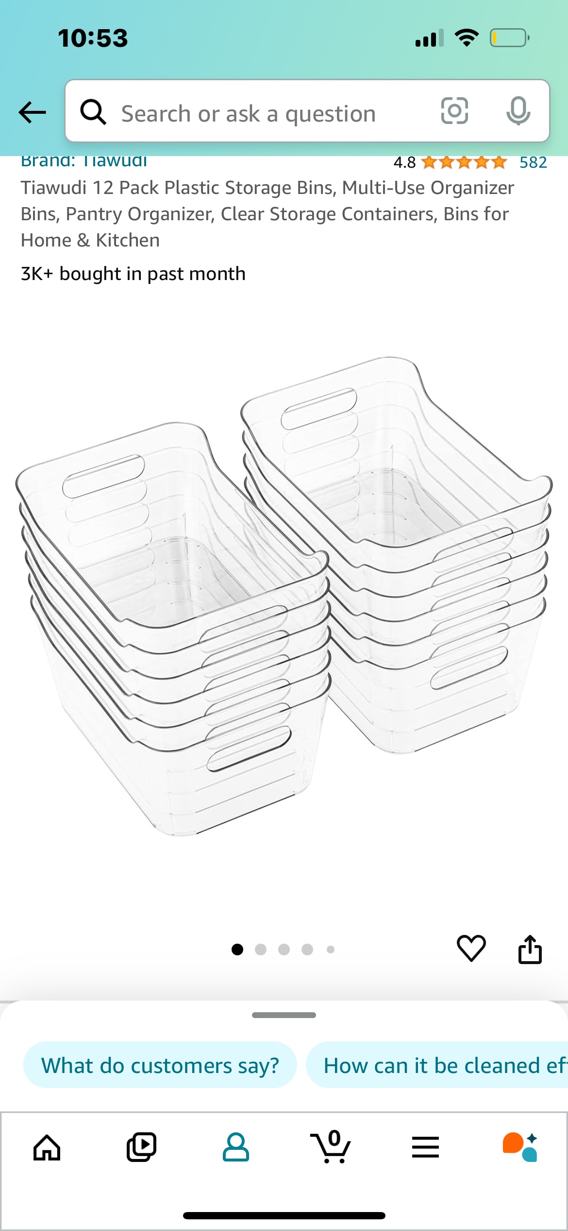 12 Pack Plastic Storage Bins