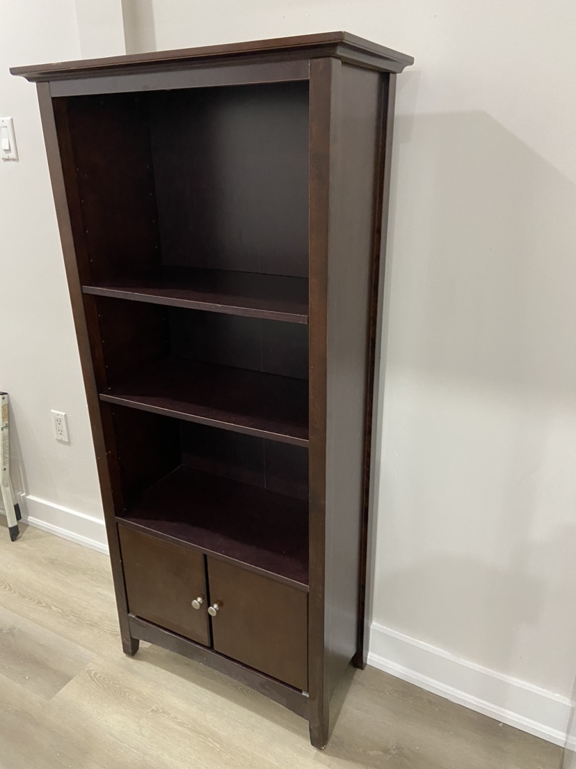 Wooden 3-Shelf Bookcase With Closed Storage - photo 5