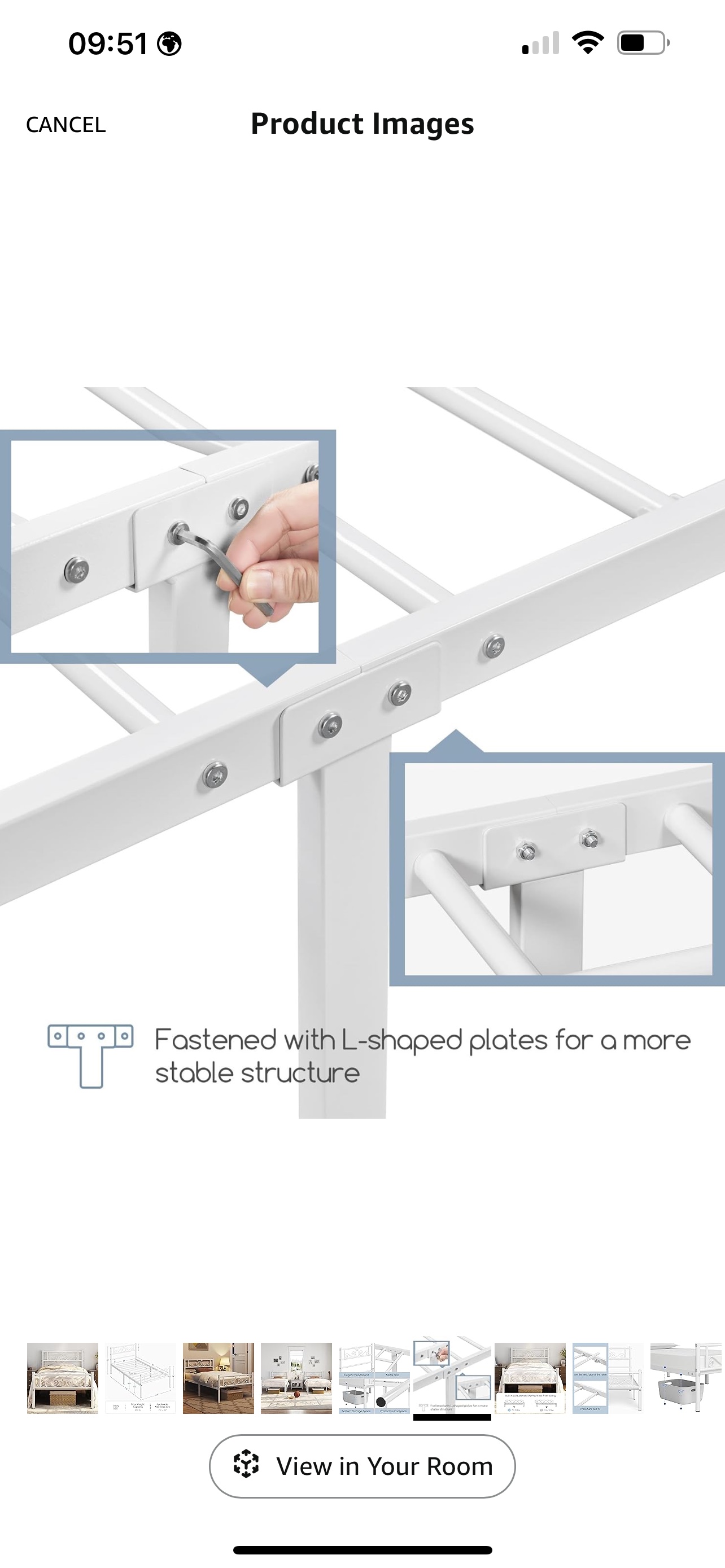 Ikea Yaheetech Metal Bed Twin Size  +  morgedal foam - photo 4