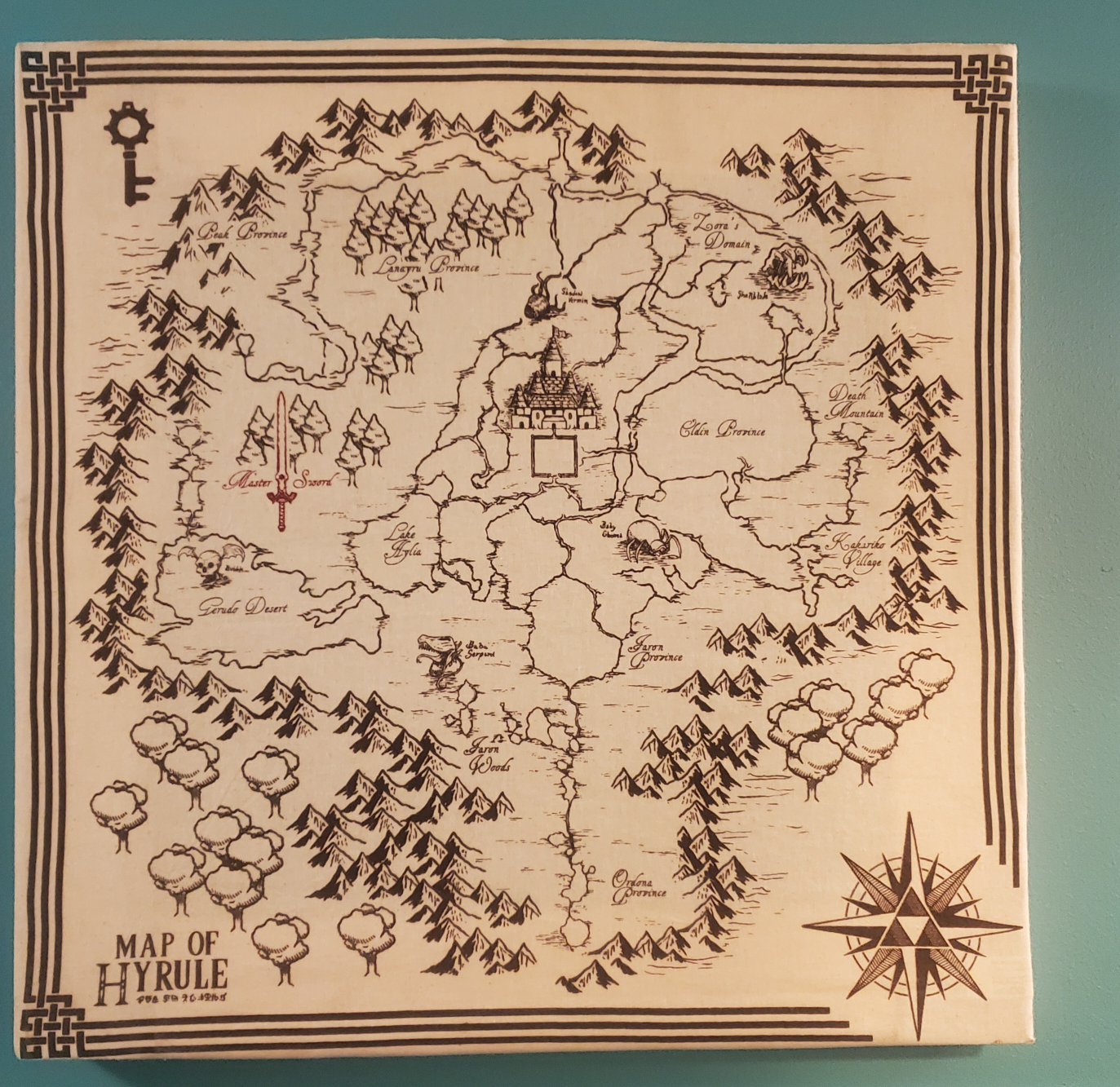 Custom Made Frame - Map of Hyrule from Legend of Zelda - photo 3