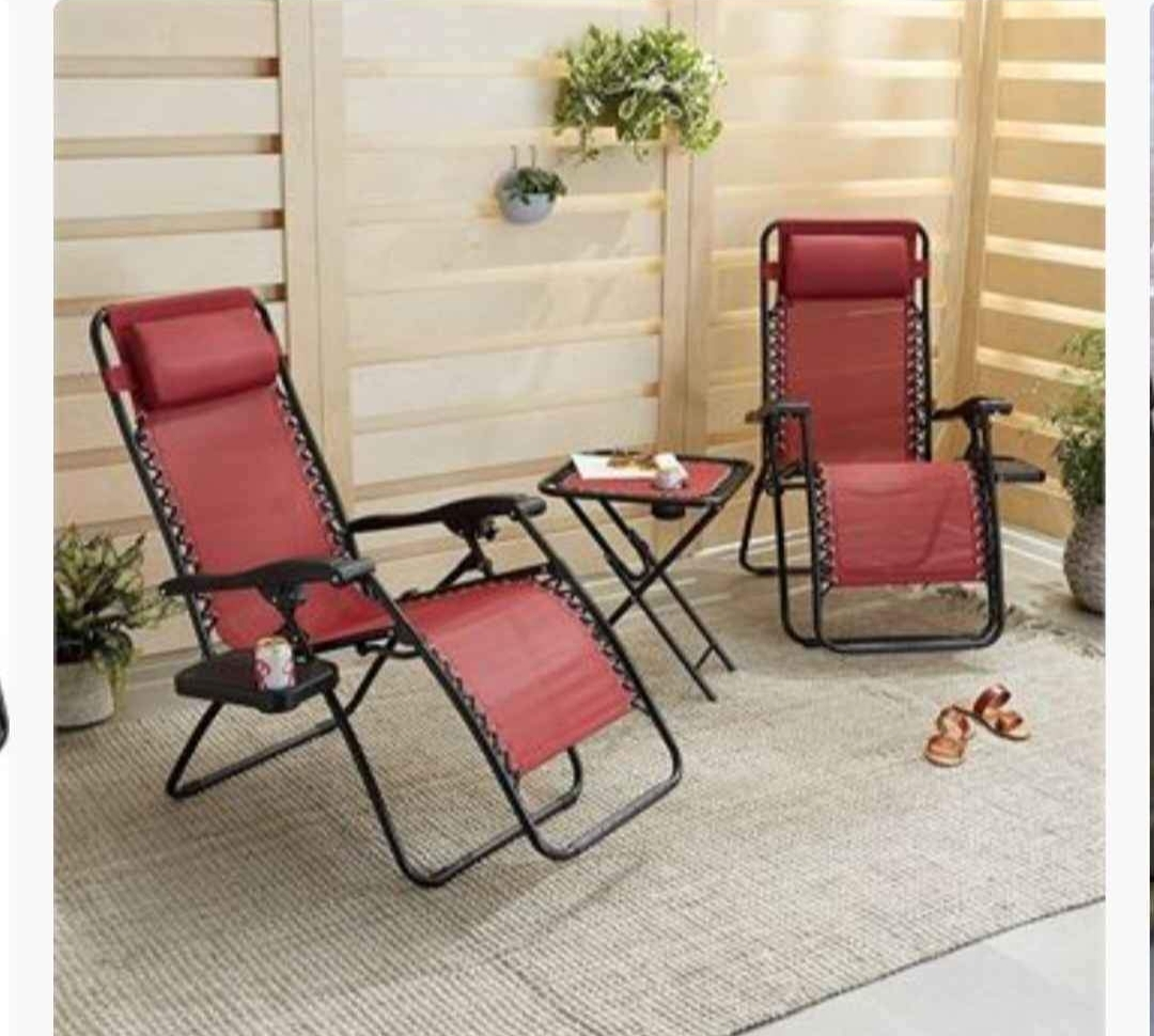 2 Zero Gravity Chairs And side table - photo 2