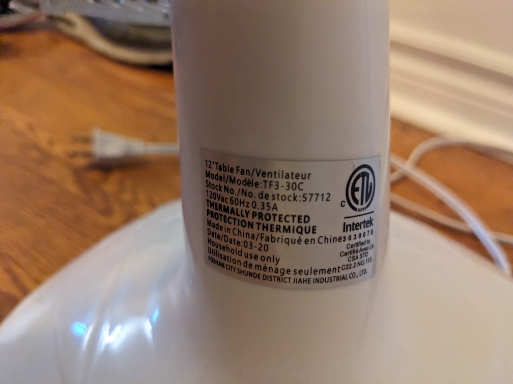 12" Intertek Table Fan image indicator(2)