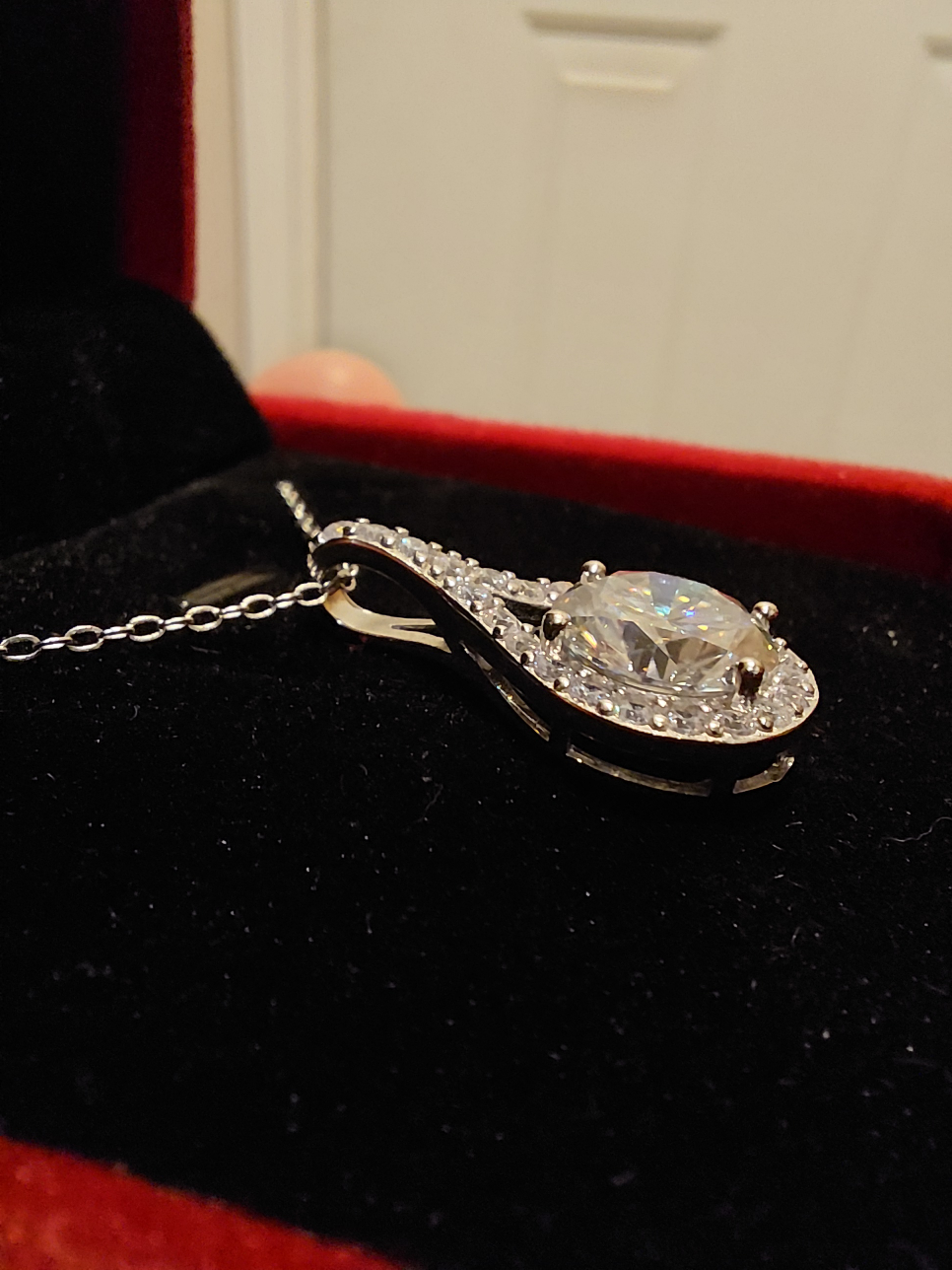 Silver Necklace with Light Blue Moissanite image indicator(2)