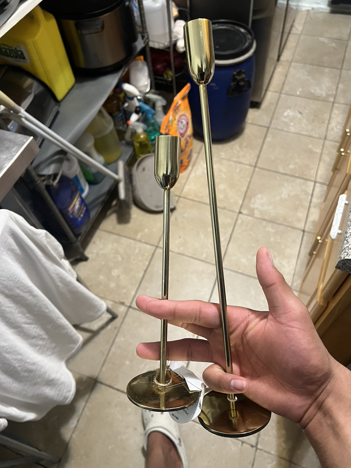 Gold metal candlesticks