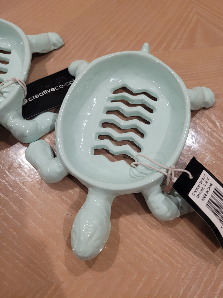 Set of 2 Cast Iron Sea Turtle Soap Holder / Soap Dish NEW image indicator(2)
