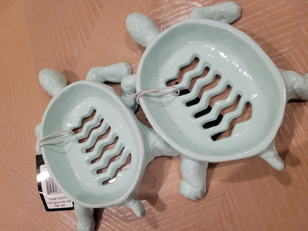 Set of 2 Cast Iron Sea Turtle Soap Holder / Soap Dish NEW image indicator(7)