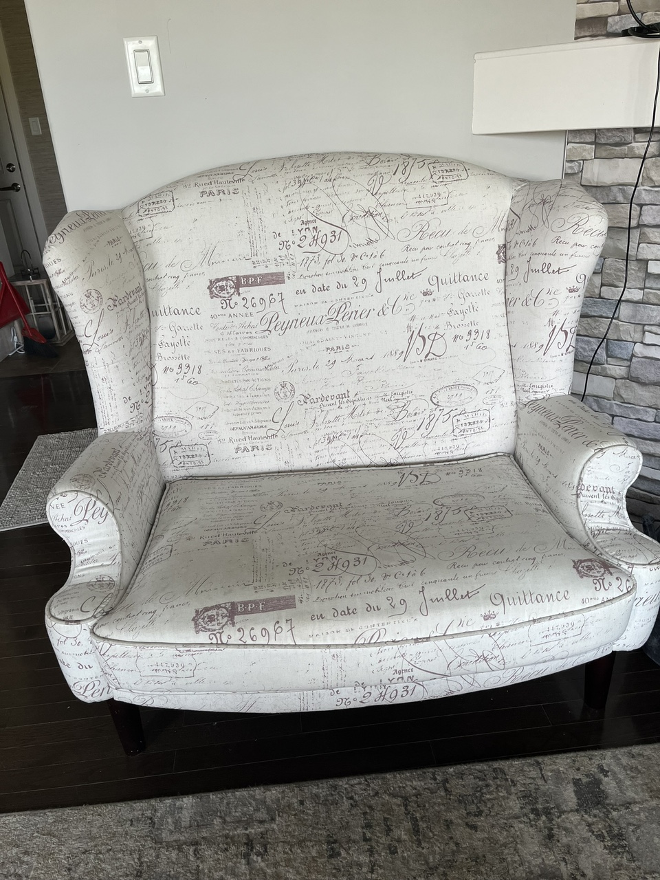 High back loveseat