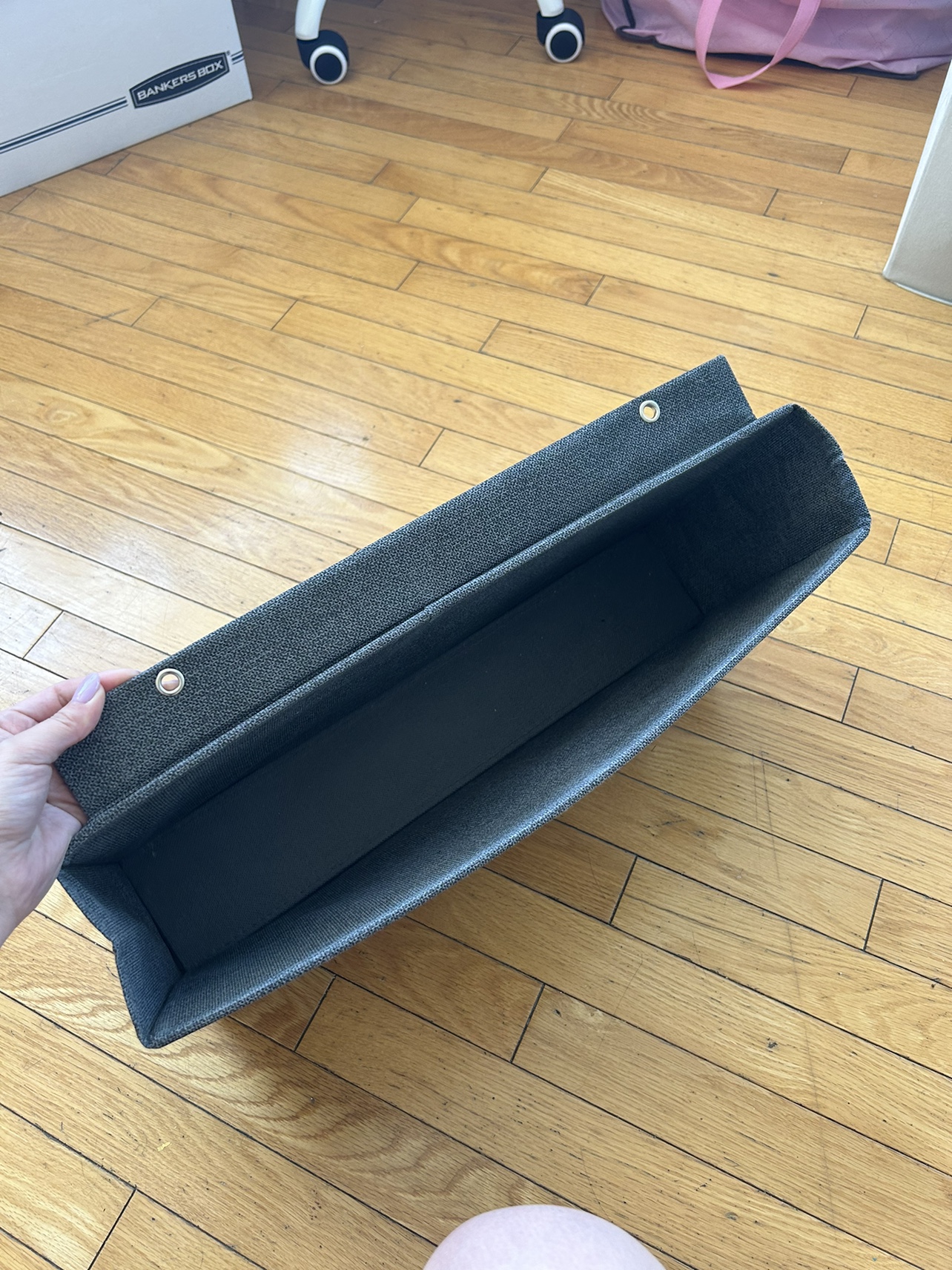 📚 hanging desk fabric organizer with pockets - grey image indicator(4)