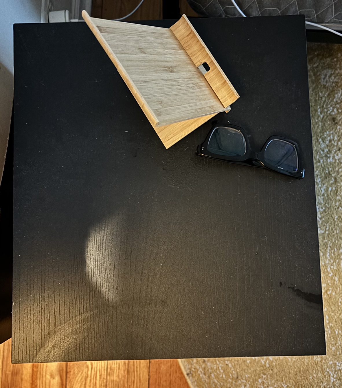 Black Nightstand with Drawer - photo 2