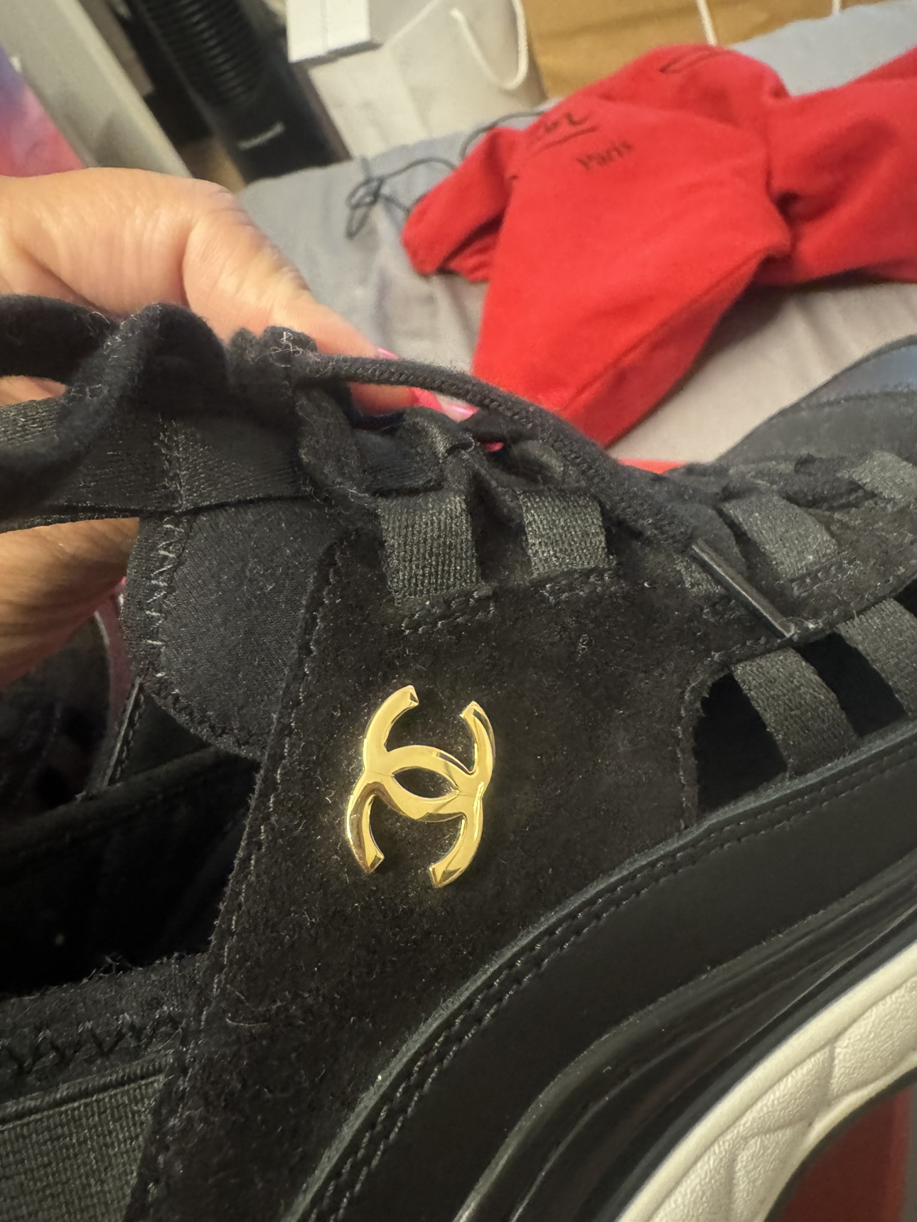 CHANEL Black Suede And Leather CC  Sneakers image indicator(3)