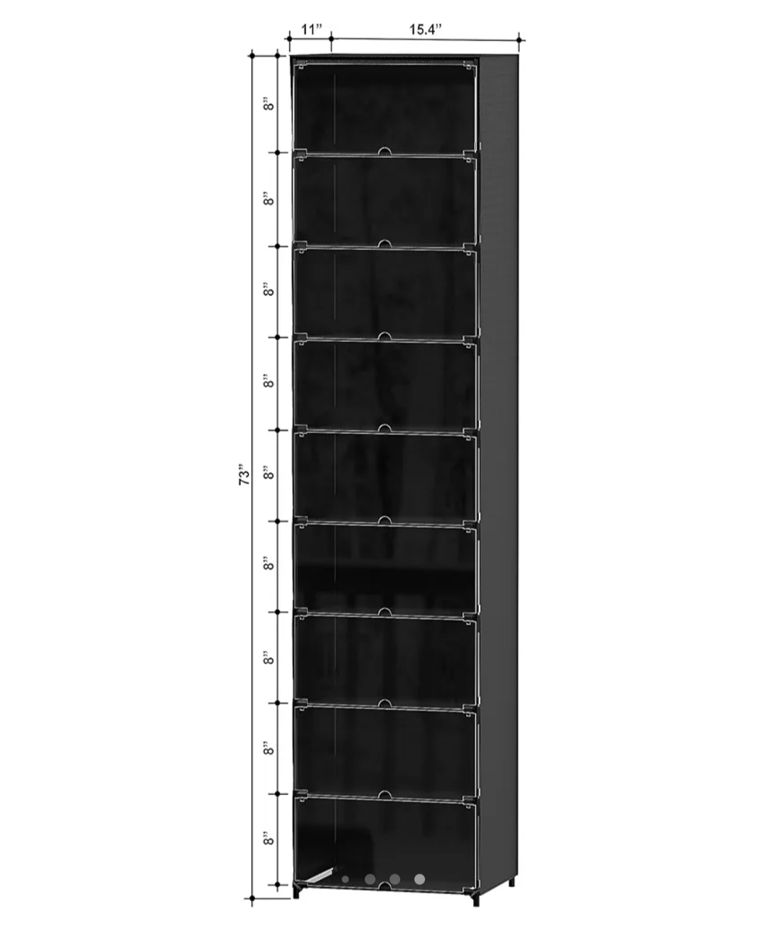 Shoe Box Storage Organizer for  9 Pairs With Clear Lid, Black - photo 5