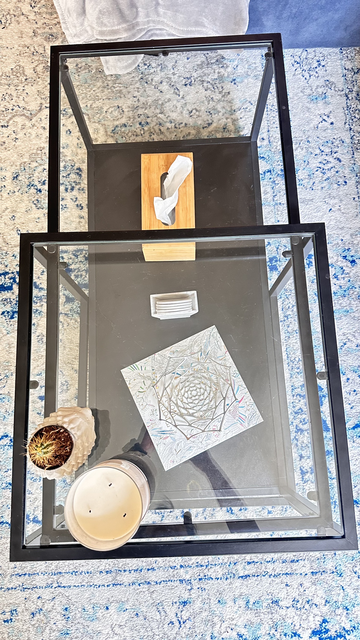 Modern Glass Nesting Coffee Table with Black Accents - photo 3