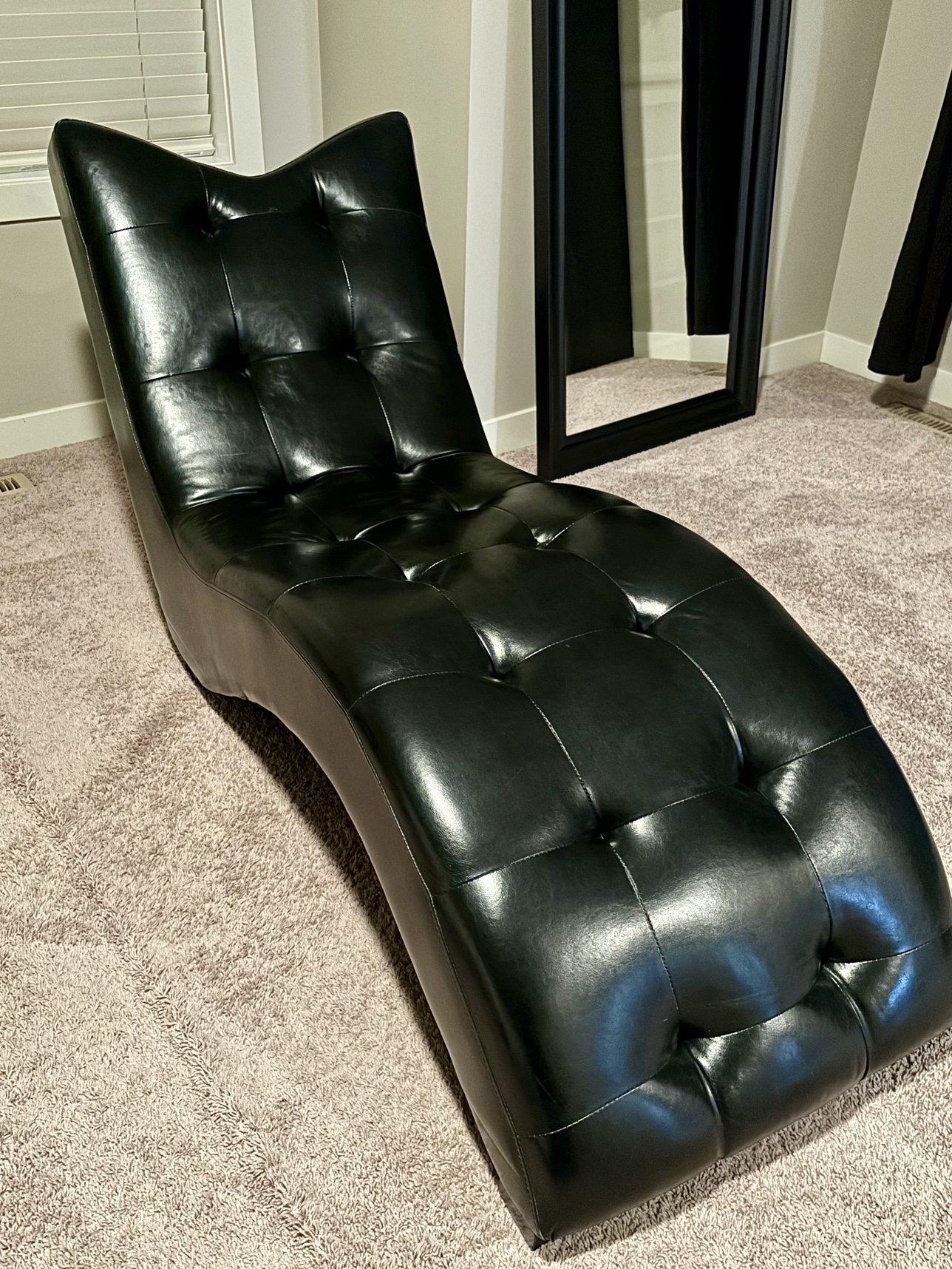 Chaise lounge in black leather - photo 3