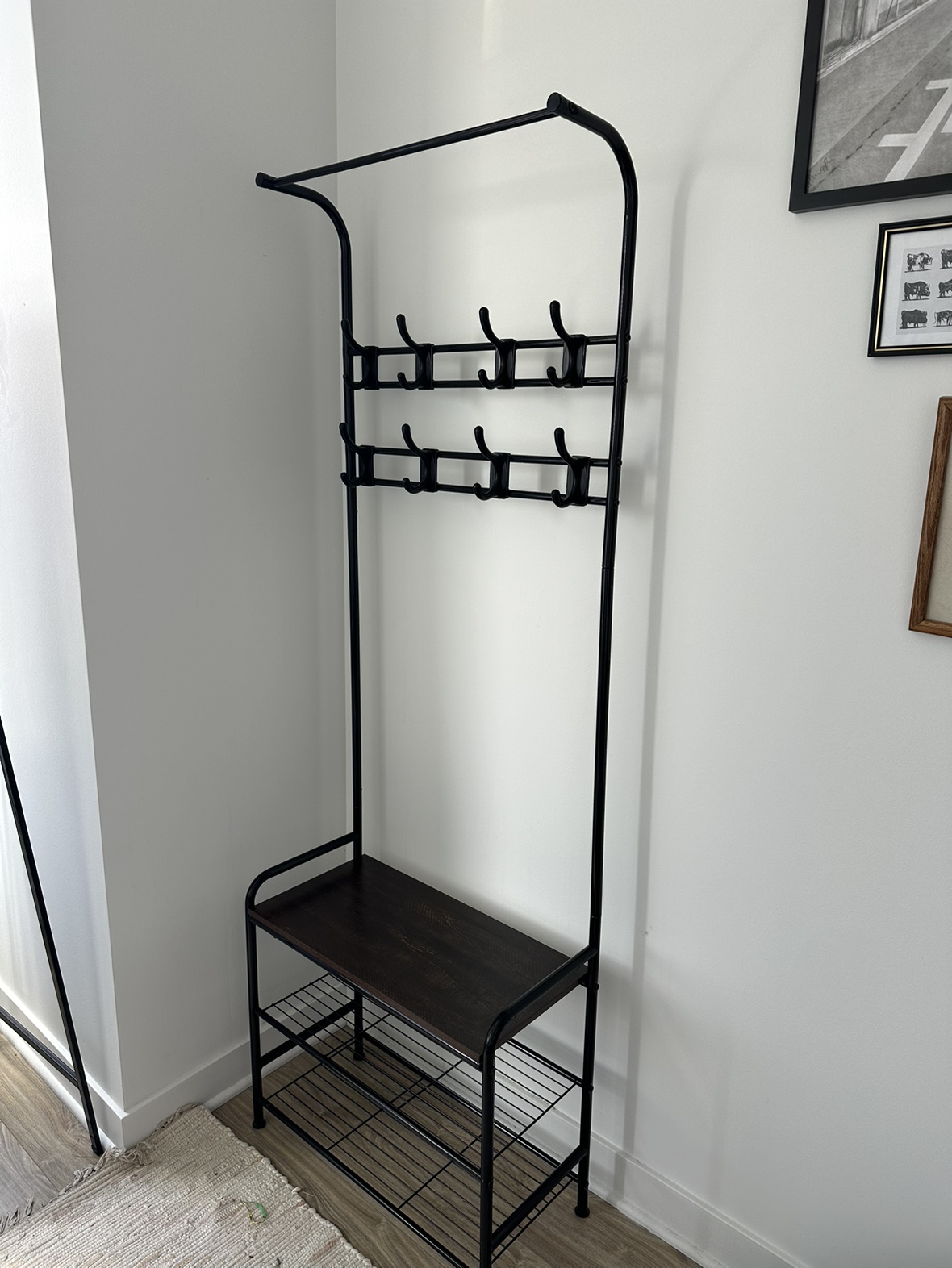 Dark Wood Shoe and Coat Rack - photo 2