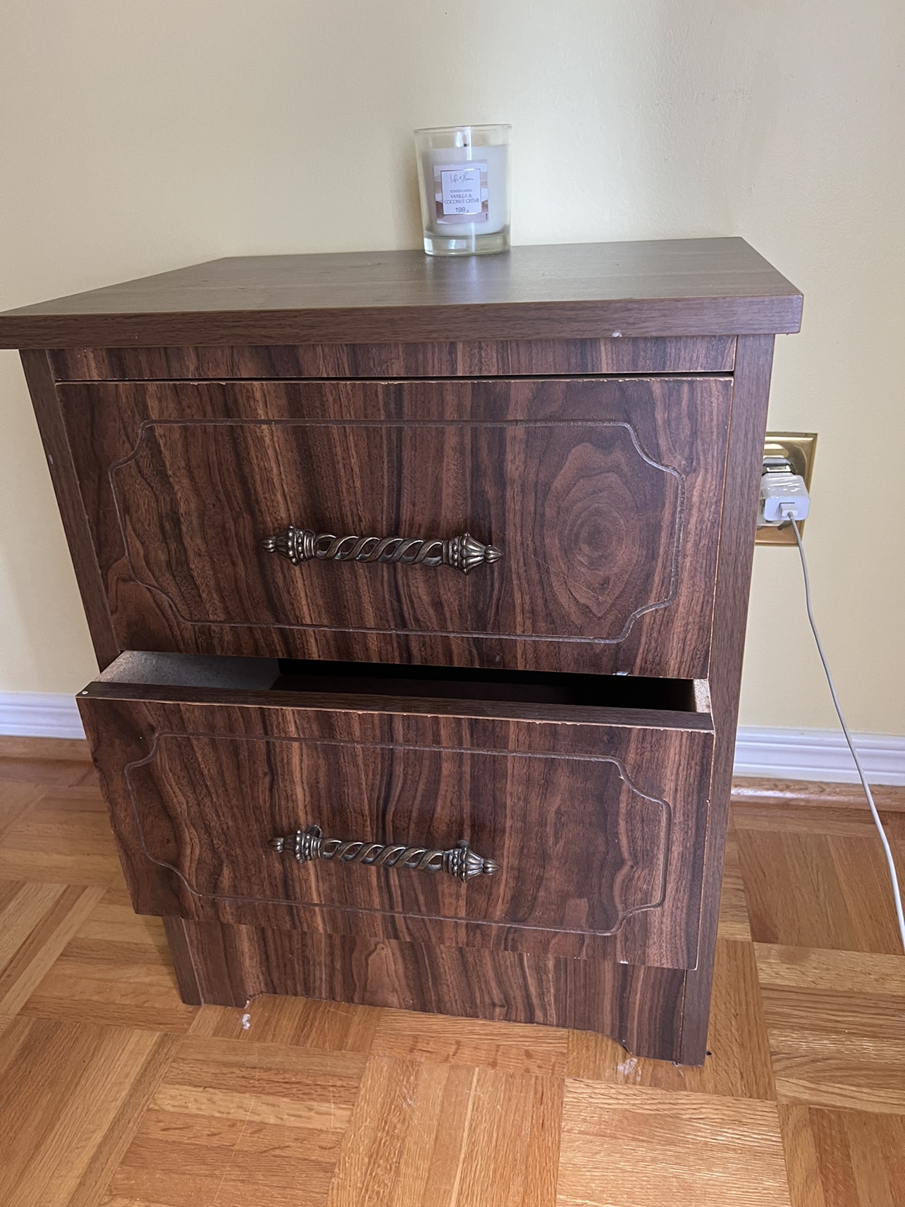 Wooden Nightstand with Two Drawers - photo 2