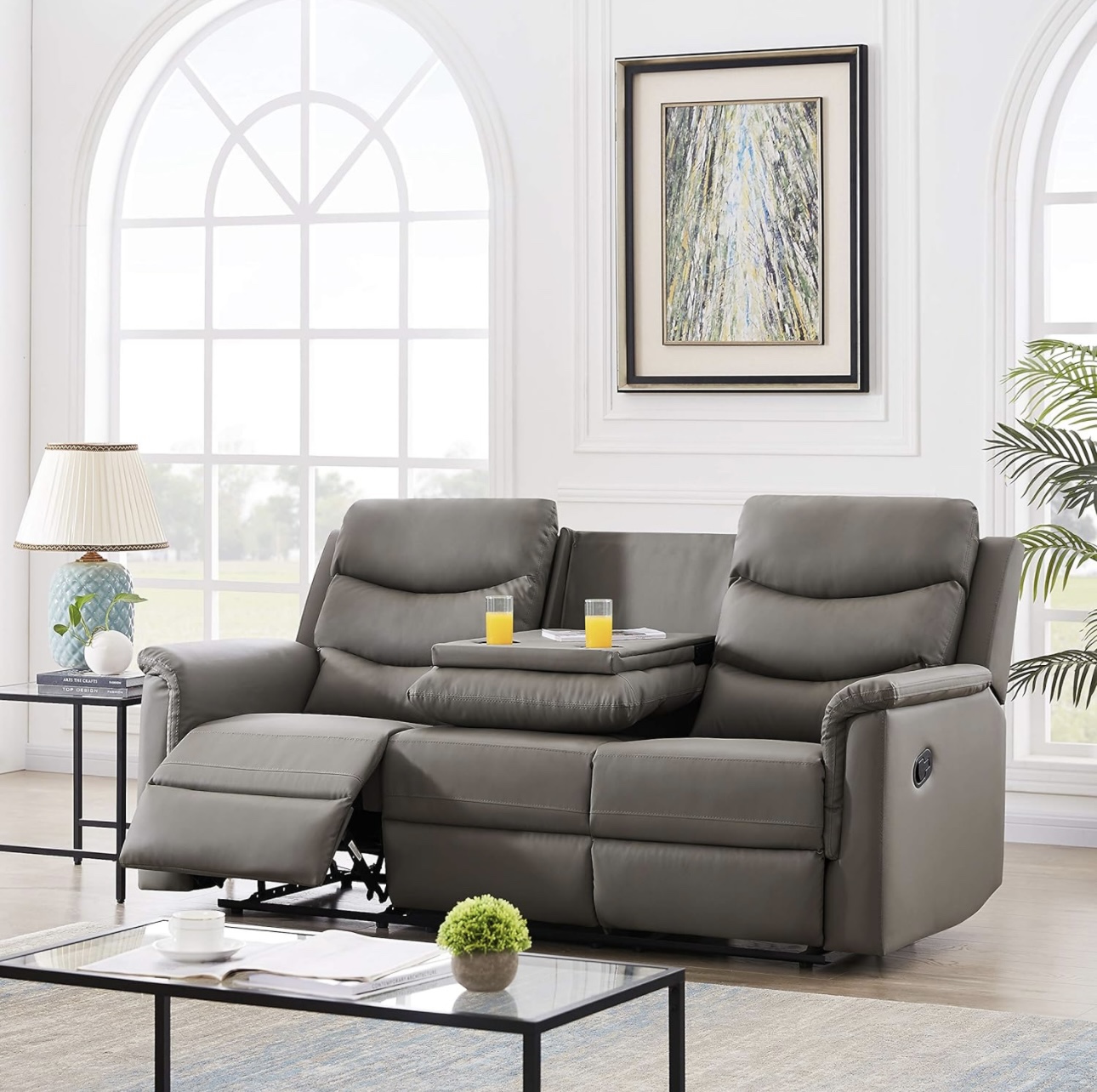 Manual leather recliner