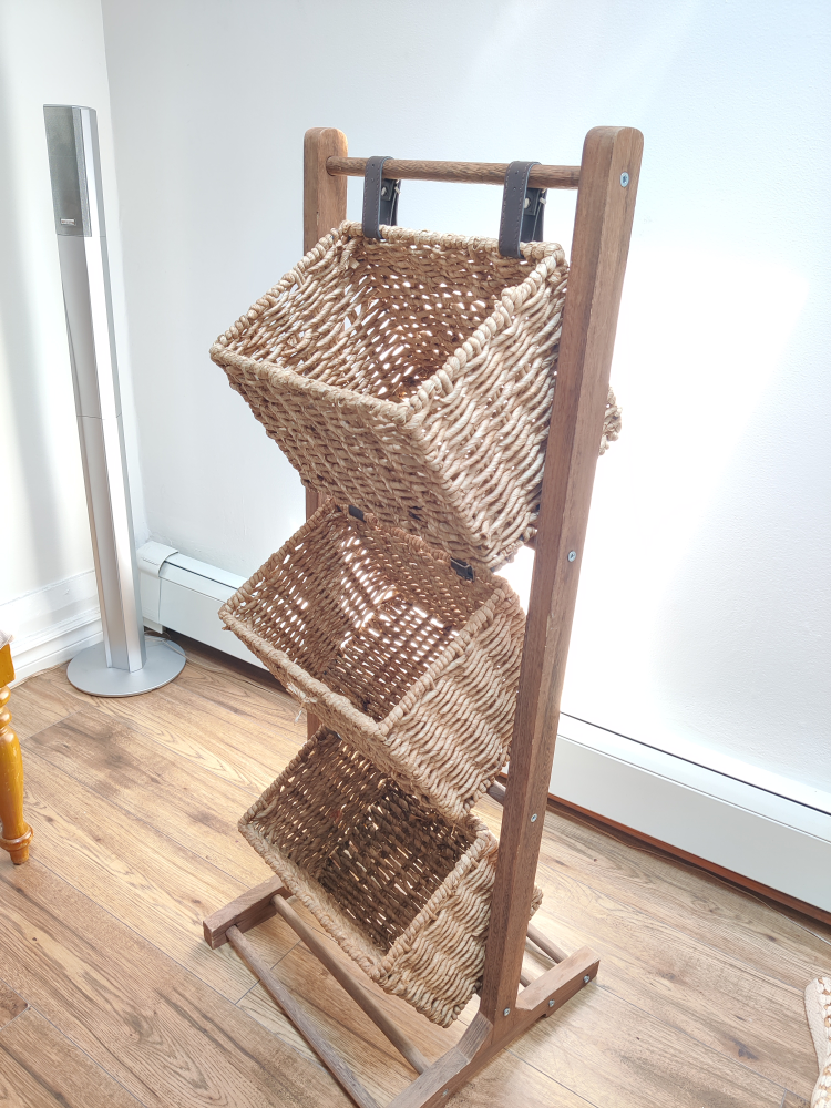 3 Tier Wicker Storage Basket Stand thumbnail