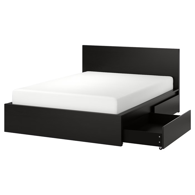Queen Ikea Malm Bedframe with 4 Drawers
