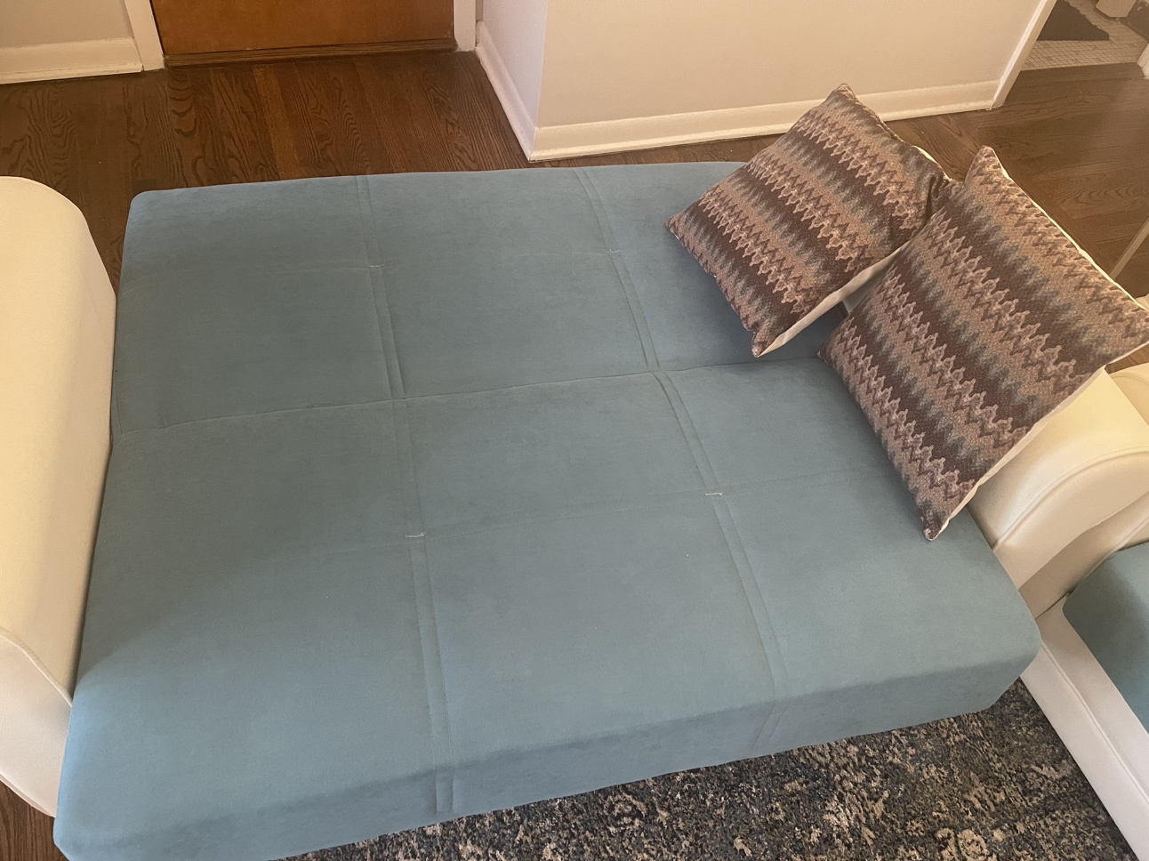 2 blue and white couches - photo 4
