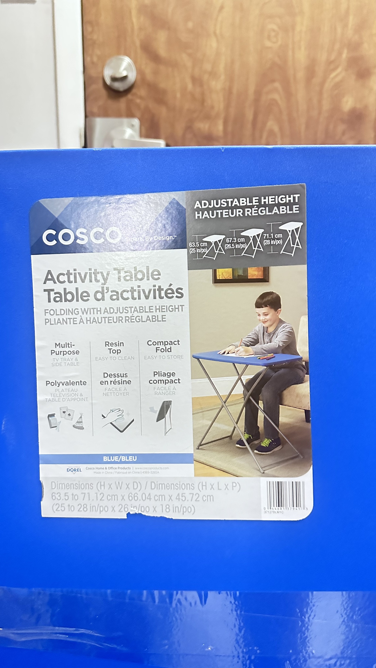 Blue folding table