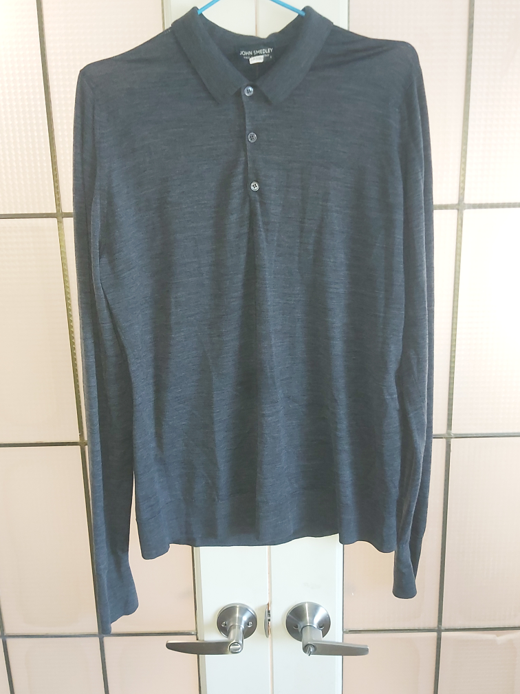 John Smedley Men's Long sleeve Grey Polo Shirt(Size L) thumbnail