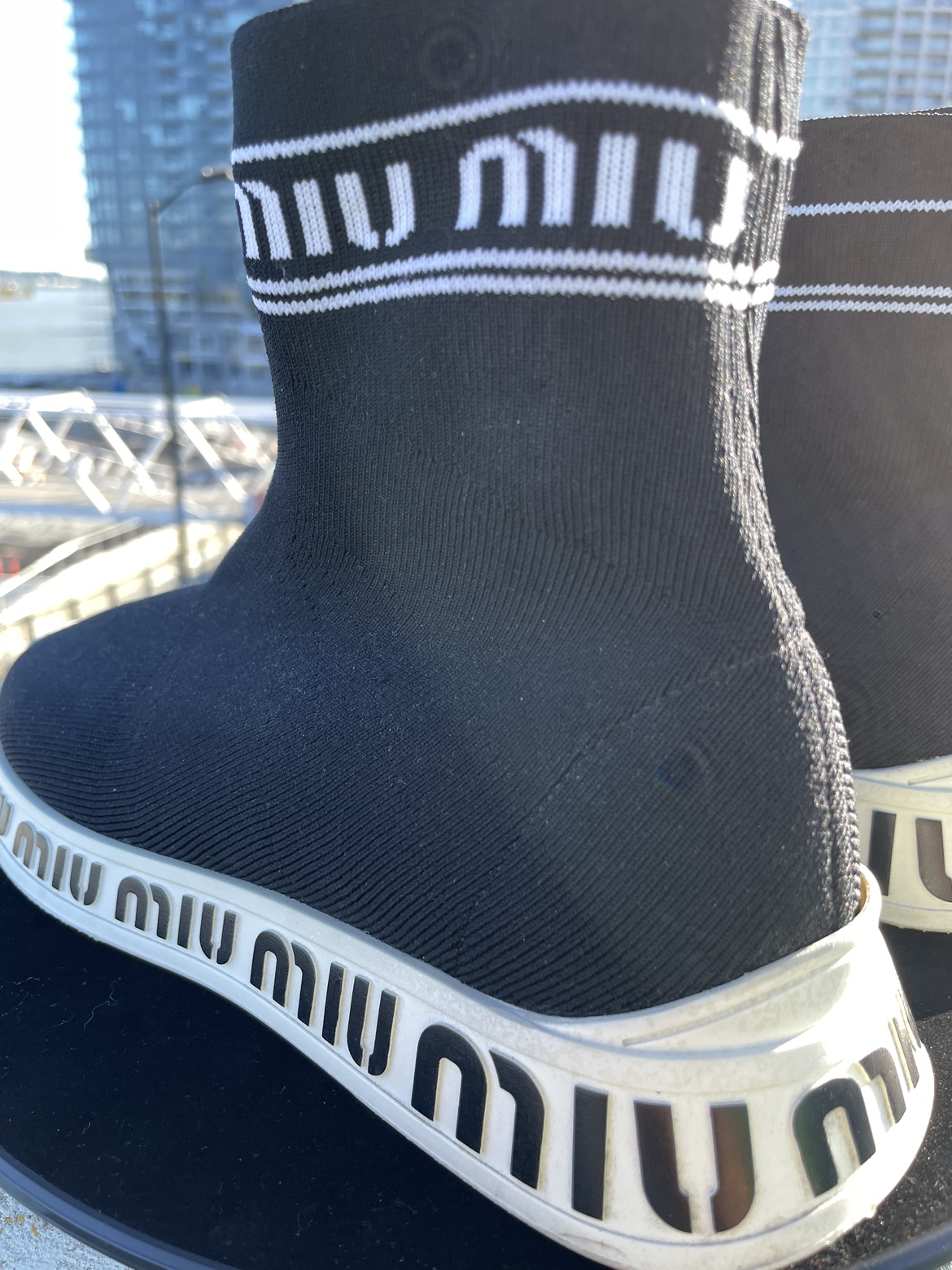 MIU MIU Black Knit Sock Sneakers - photo 2
